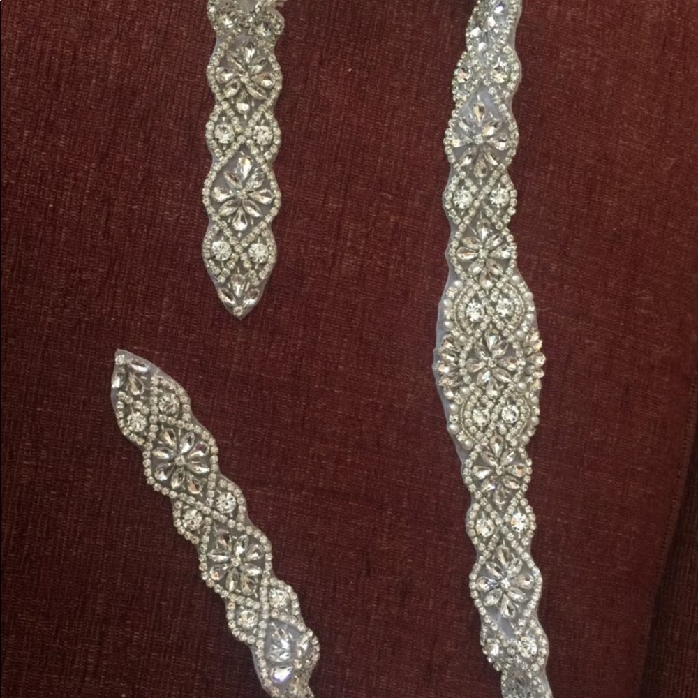 Wedding Rhinestone Applique beaded Sash